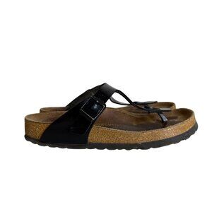 Birkenstock Black Gizeh Thong Sandals EU 38 Heel Strap Cork Footbed Casual Women